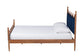 Baxton Studio Calgary Retro-Modern Royal Blue Velvet Fabric and Walnut Brown Wood Queen Size Platform Bed FredCo