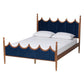 Baxton Studio Calgary Retro-Modern Royal Blue Velvet Fabric and Walnut Brown Wood Queen Size Platform Bed FredCo