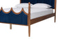 Baxton Studio Calgary Retro-Modern Royal Blue Velvet Fabric and Walnut Brown Wood Queen Size Platform Bed FredCo