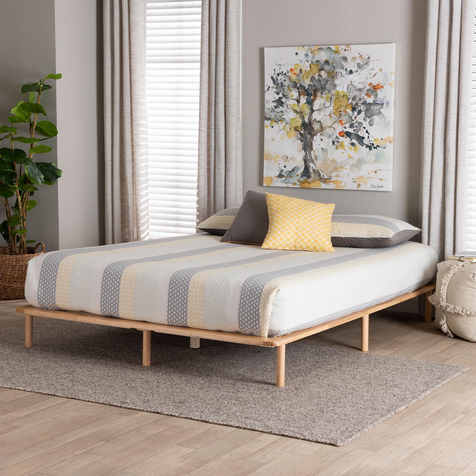 Baxton Studio Calhoun Japandi Queen Size Bed Frame FredCo