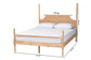 Baxton Studio Caliana King Bobbin Four-Poster Bed – Turned Spindle Post Wood Bed Frame with Panel Headboard, Natural Brown FredCo
