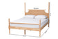 Baxton Studio Caliana Queen Bobbin Four-Poster Bed – Turned Spindle Post Wood Bed Frame with Panel Headboard, Natural Brown FredCo