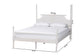 Baxton Studio Caliana Queen Bobbin Four-Poster Bed – Turned Spindle Post Wood Bed Frame with Panel Headboard, White FredCo