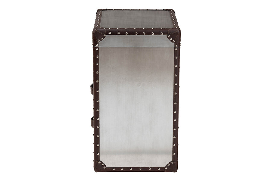 Baxton Studio Calidore Vintage Silver Metal 2-Drawer End Table FredCo