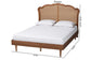 Baxton Studio Camden Mid-Century Walnut Brown Wood and Rattan King Size Platform Bed FredCo