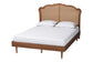 Baxton Studio Camden Mid-Century Walnut Brown Wood and Rattan King Size Platform Bed FredCo