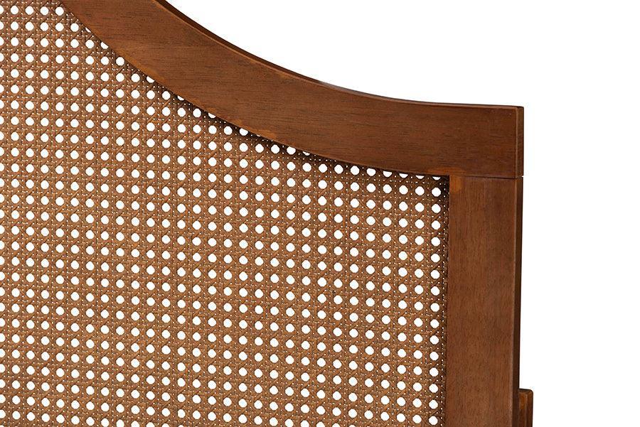 Baxton Studio Camila Classic and Traditional Ash Walnut Finished Wood Headboard with Rattan FredCo