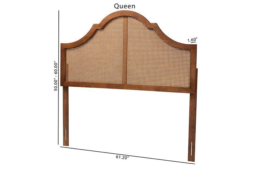 Baxton Studio Camila Classic and Traditional Ash Walnut Finished Wood Headboard with Rattan FredCo
