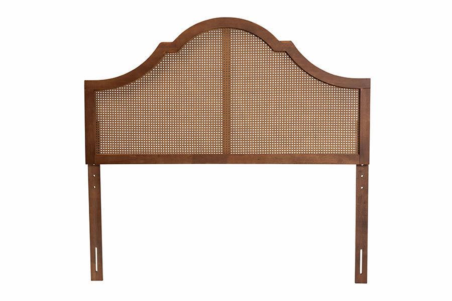 Baxton Studio Camila Classic and Traditional Ash Walnut Finished Wood Headboard with Rattan FredCo
