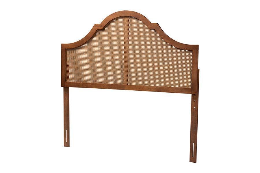 Baxton Studio Camila Classic and Traditional Ash Walnut Finished Wood Headboard with Rattan FredCo