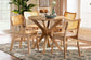 Baxton Studio Camilo Mid-Century Modern Oak Brown Finished Wood and Rattan 5-Piece Dining Set FredCo
