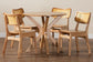 Baxton Studio Camilo Mid-Century Modern Oak Brown Finished Wood and Rattan 5-Piece Dining Set FredCo