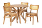 Baxton Studio Camilo Mid-Century Modern Oak Brown Finished Wood and Rattan 5-Piece Dining Set FredCo
