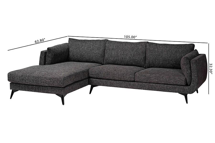 Baxton Studio Cantu Modern Gravel Twill Fabric Left Facing Sectional Sofa FredCo