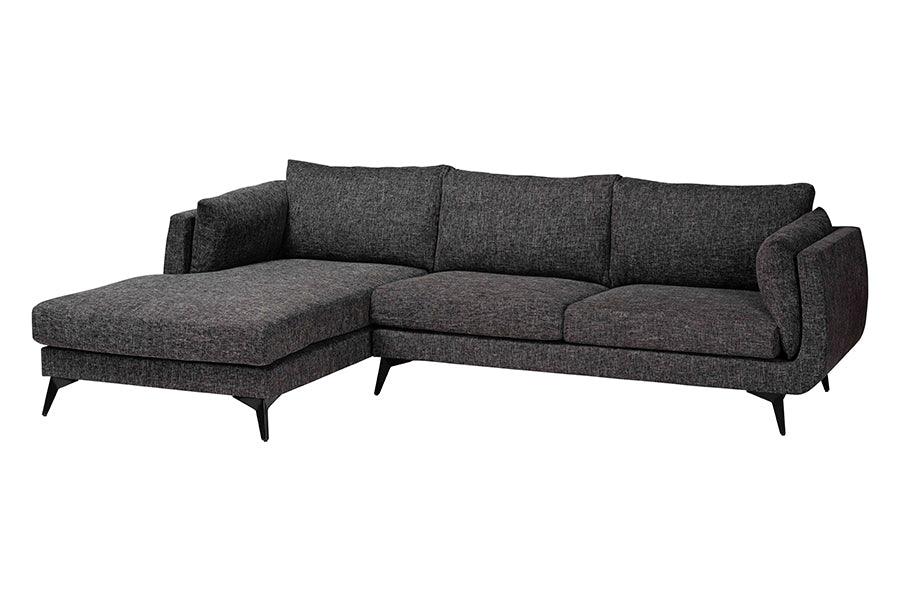 Baxton Studio Cantu Modern Gravel Twill Fabric Left Facing Sectional Sofa FredCo