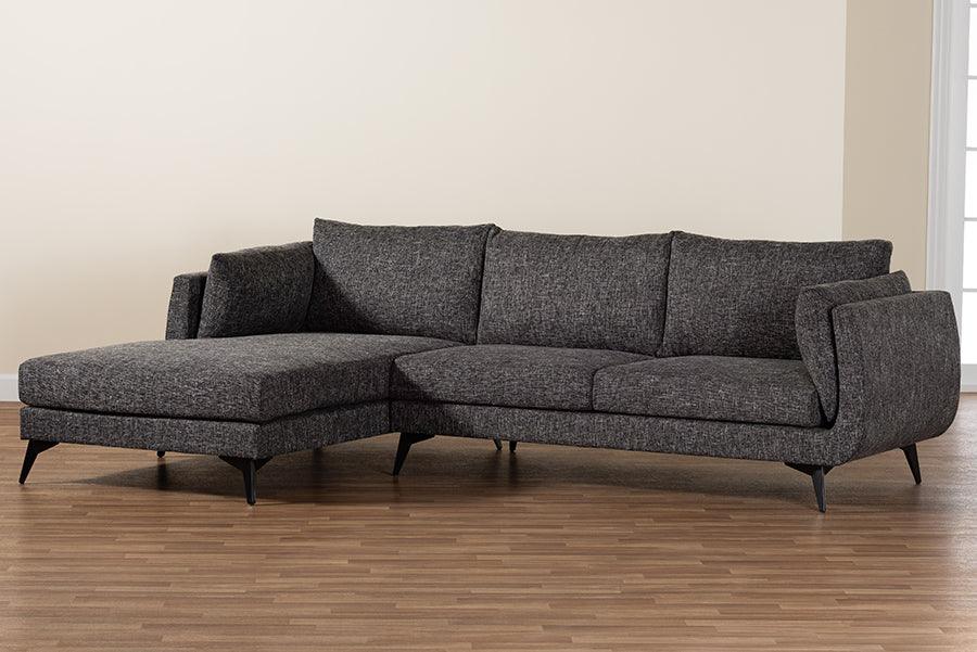 Baxton Studio Cantu Modern Gravel Twill Fabric Left Facing Sectional Sofa FredCo