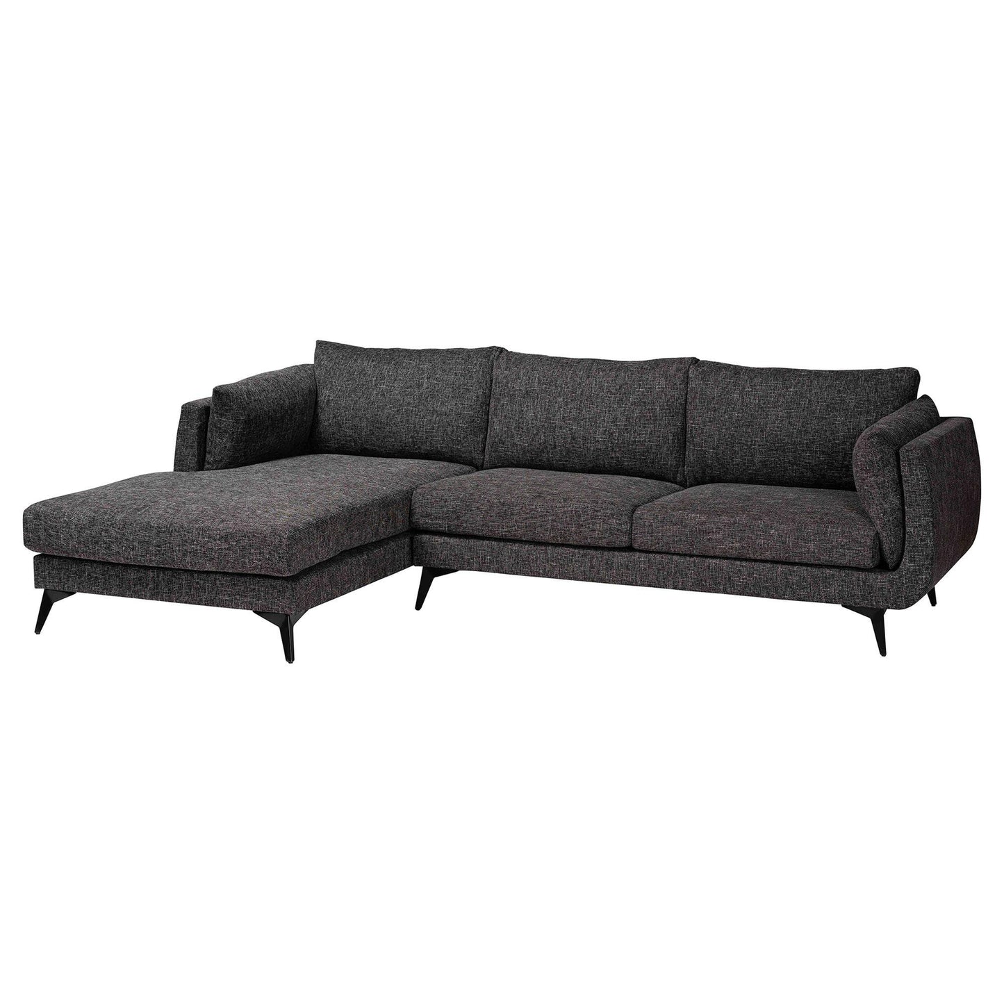Baxton Studio Cantu Modern Gravel Twill Fabric Left Facing Sectional Sofa FredCo