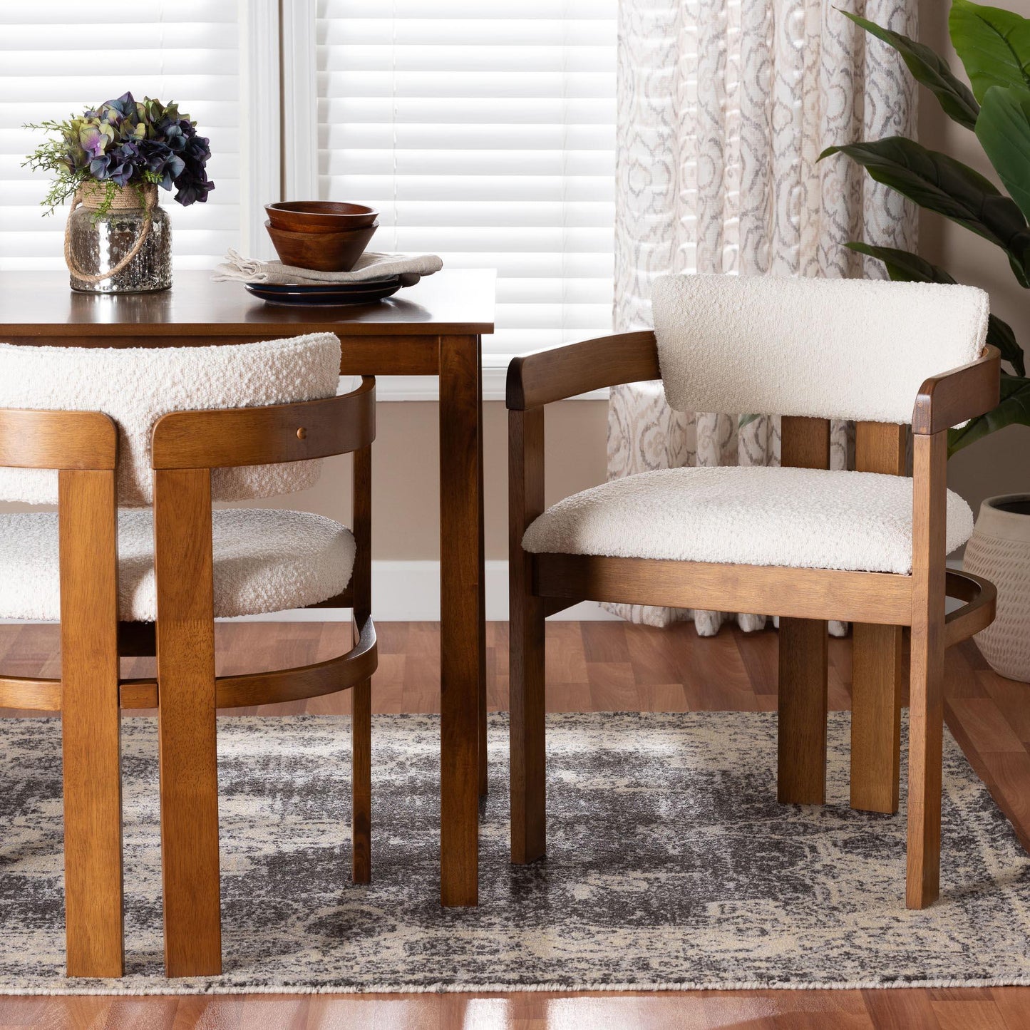 Baxton Studio Carice Modern Cream Boucle Dining Chair FredCo