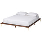 Baxton Studio Channary Mid-Century Modern Transitional Walnut Brown Finished Wood and Gold Metal Bed Frame FredCo