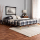 Baxton Studio Channary Mid-Century Modern Transitional Walnut Brown Finished Wood and Gold Metal Bed Frame FredCo