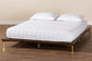 Baxton Studio Channary Mid-Century Modern Transitional Walnut Brown Finished Wood and Gold Metal Bed Frame FredCo