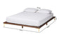 Baxton Studio Channary Mid-Century Modern Transitional Walnut Brown Finished Wood and Gold Metal Bed Frame FredCo