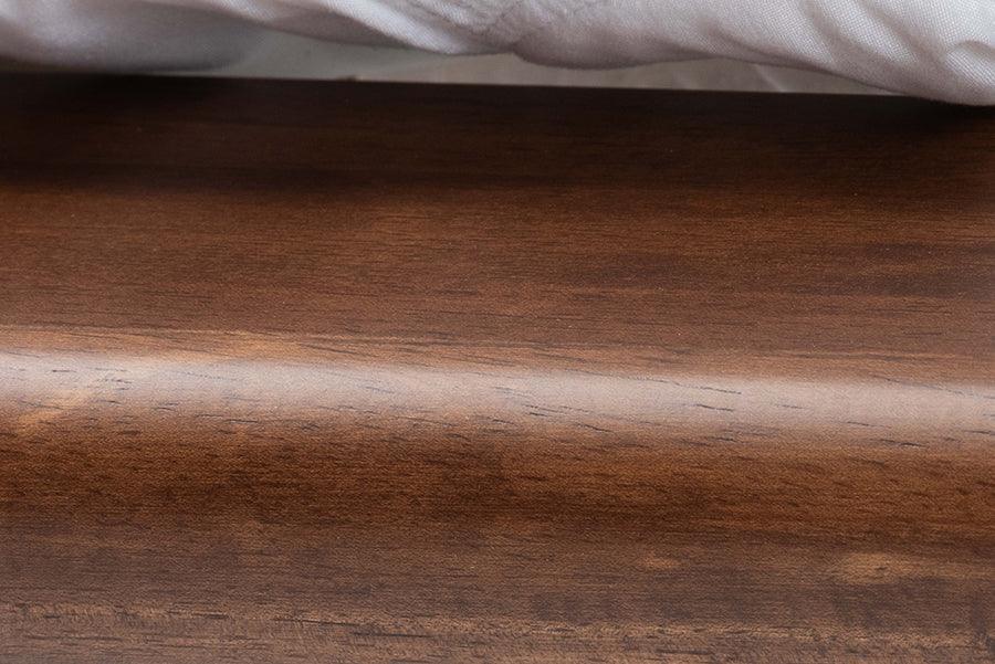 Baxton Studio Channary Mid-Century Modern Transitional Walnut Brown Finished Wood and Gold Metal Bed Frame FredCo