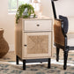 Baxton Studio Cherelle Mid-Century Modern Light Brown and Black 1-Drawer End Table FredCo