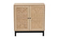 Baxton Studio Cherelle Mid-Century Modern Light Brown and Black 2-Door Storage Cabinet FredCo