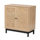 Baxton Studio Cherelle Mid-Century Modern Light Brown and Black 2-Door Storage Cabinet FredCo