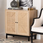 Baxton Studio Cherelle Mid-Century Modern Light Brown and Black 2-Door Storage Cabinet FredCo