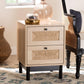 Baxton Studio Cherelle Mid-Century Modern Light Brown and Black 2-Drawer End Table FredCo