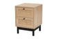 Baxton Studio Cherelle Mid-Century Modern Light Brown and Black 2-Drawer End Table FredCo