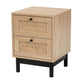 Baxton Studio Cherelle Mid-Century Modern Light Brown and Black 2-Drawer End Table FredCo