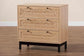 Baxton Studio Cherelle Mid-Century Modern Light Brown and Black 3-Drawer Storage Cabinet FredCo