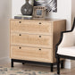 Baxton Studio Cherelle Mid-Century Modern Light Brown and Black 3-Drawer Storage Cabinet FredCo