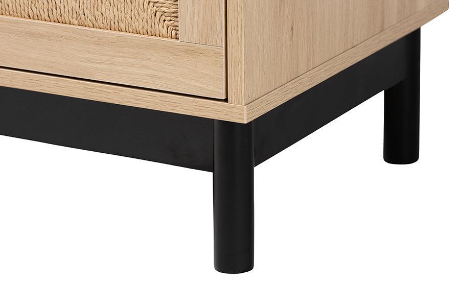 Baxton Studio Cherelle Mid-Century Modern Light Brown and Black 3-Drawer Storage Cabinet FredCo