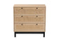 Baxton Studio Cherelle Mid-Century Modern Light Brown and Black 3-Drawer Storage Cabinet FredCo