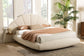 Baxton Studio Cherise Modern Cream Boucle Fabric King Floating Bed with Built-In Shelves FredCo