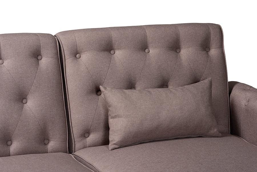 Baxton Studio Chesterfield Retro-Modern Clay Fabric Upholstered Convertible Sleeper Sofa FredCo