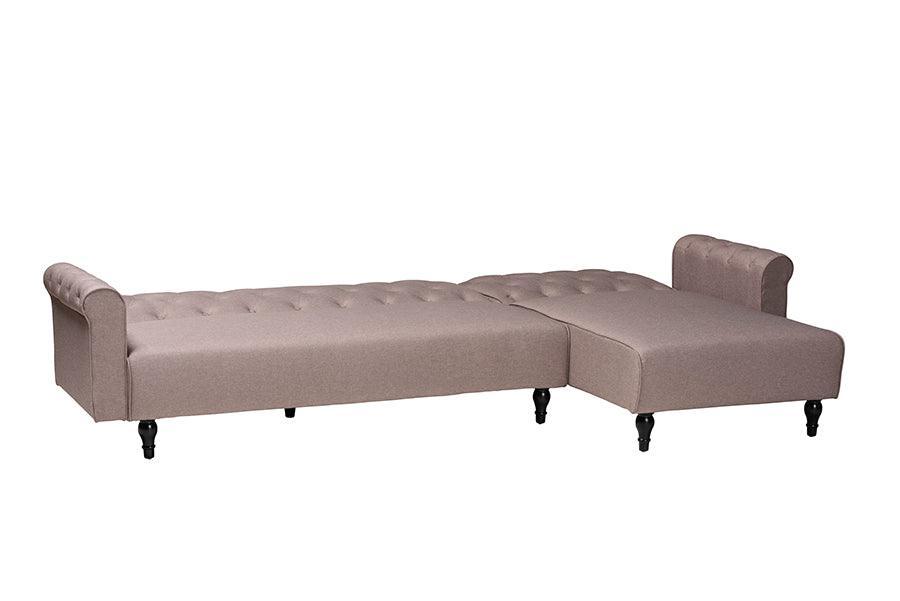 Baxton Studio Chesterfield Retro-Modern Clay Fabric Upholstered Convertible Sleeper Sofa FredCo