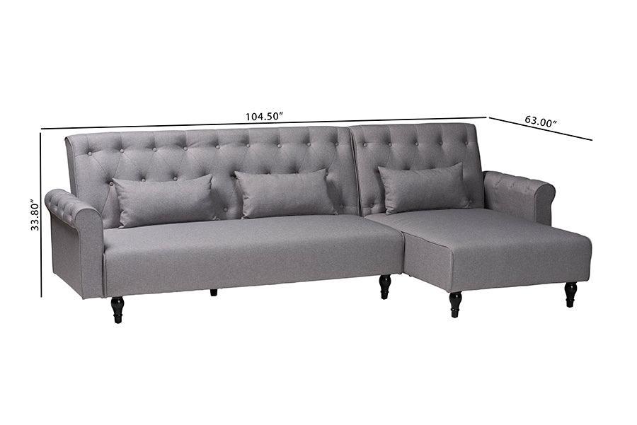 Baxton Studio Chesterfield Retro-Modern Slate Grey Fabric Upholstered Convertible Sleeper Sofa FredCo