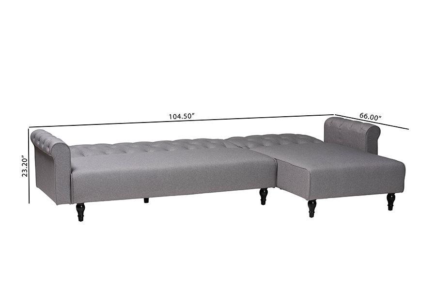 Baxton Studio Chesterfield Retro-Modern Slate Grey Fabric Upholstered Convertible Sleeper Sofa FredCo