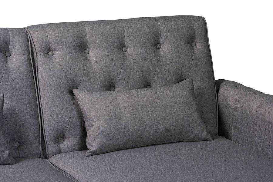Baxton Studio Chesterfield Retro-Modern Slate Grey Fabric Upholstered Convertible Sleeper Sofa FredCo