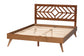 Mid-century modern wooden bed frame with geometric headboard from FredCo International