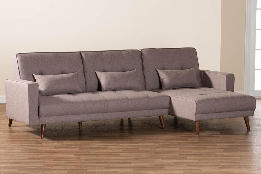 Baxton Studio Claire Contemporary Clay Fabric Upholstered Convertible Sleeper Sofa FredCo
