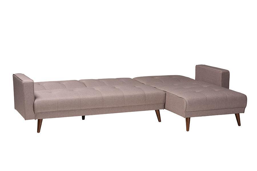 Baxton Studio Claire Contemporary Clay Fabric Upholstered Convertible Sleeper Sofa FredCo
