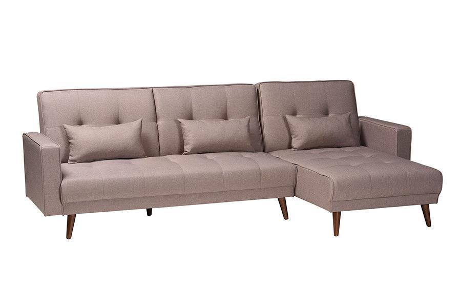 Baxton Studio Claire Contemporary Clay Fabric Upholstered Convertible Sleeper Sofa FredCo