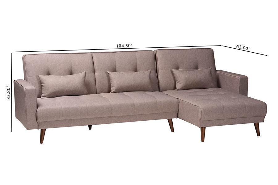 Baxton Studio Claire Contemporary Clay Fabric Upholstered Convertible Sleeper Sofa FredCo