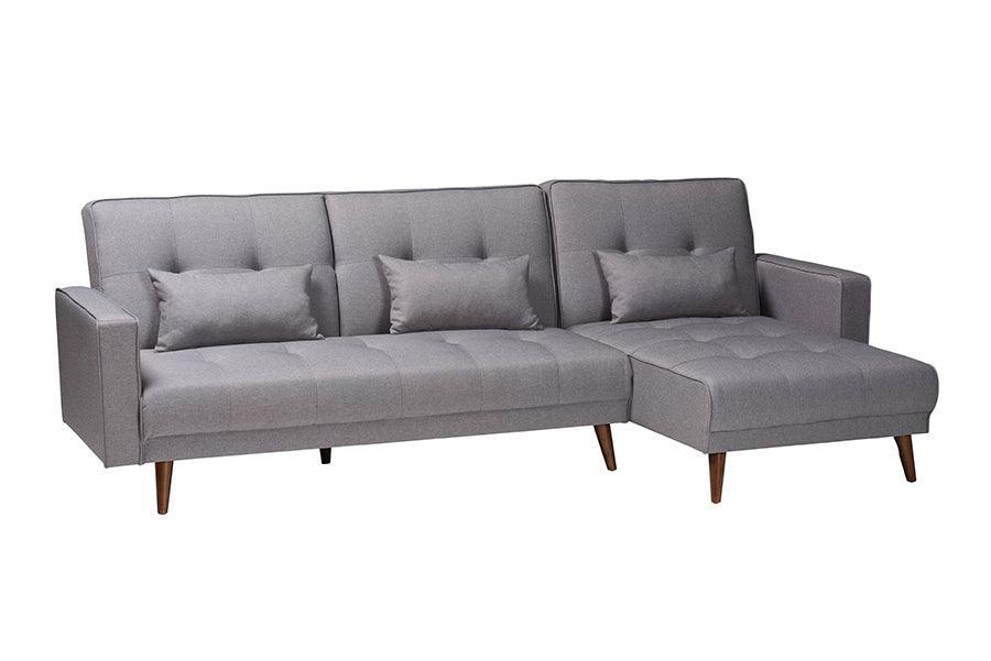Baxton Studio Claire Contemporary Slate Fabric Upholstered Convertible Sleeper Sofa FredCo